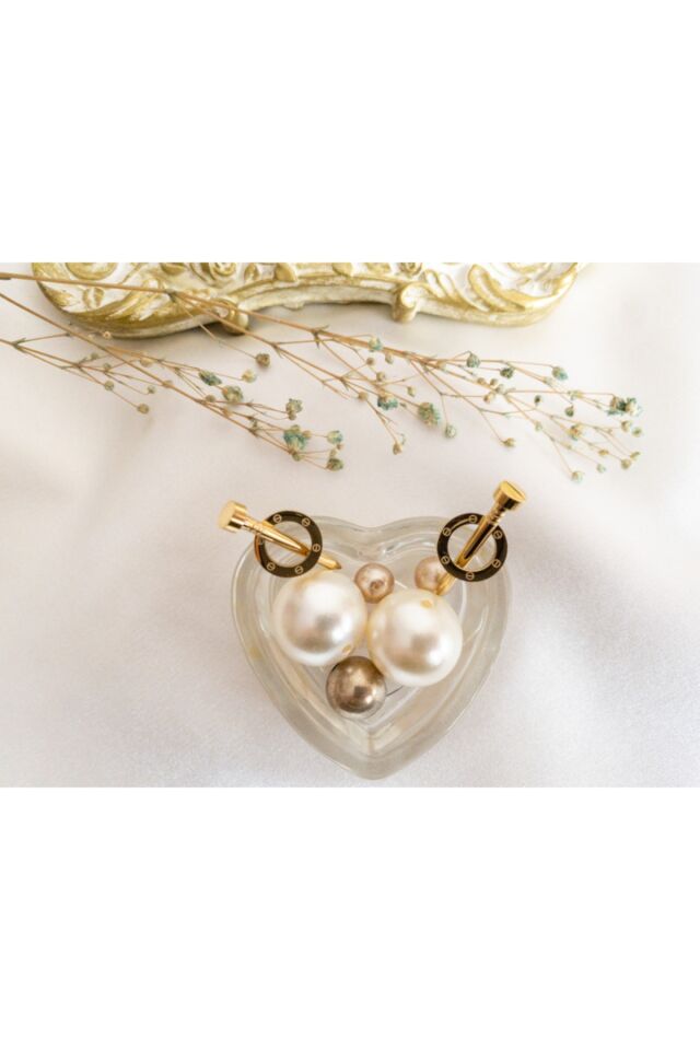 Çivi Model Gold Çelik Küpe