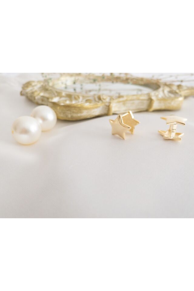 Gold Çelik Yıldız Küpe