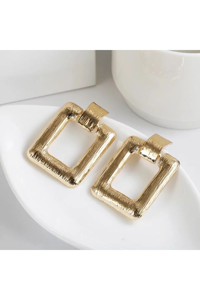 Gold Kare Retro Küpe