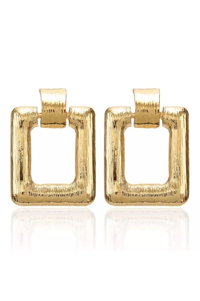 Gold Kare Retro Küpe