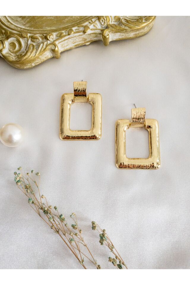 Gold Kare Retro Küpe