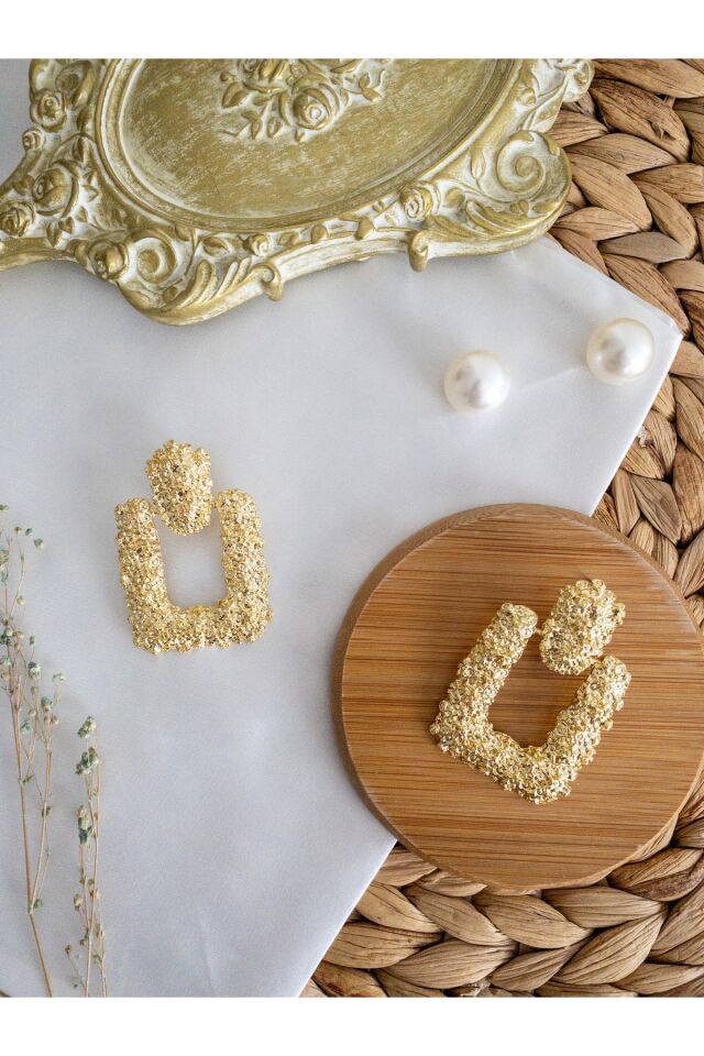 Gold Kare Vintage Küpe