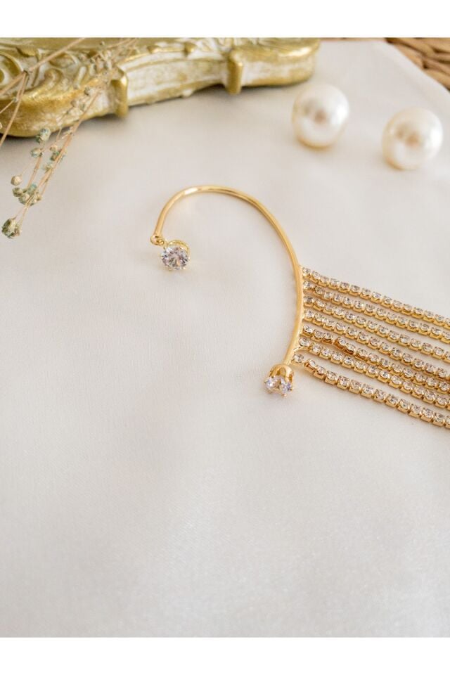 Gold Zirkon Taşlı Kulak Aksesuarı