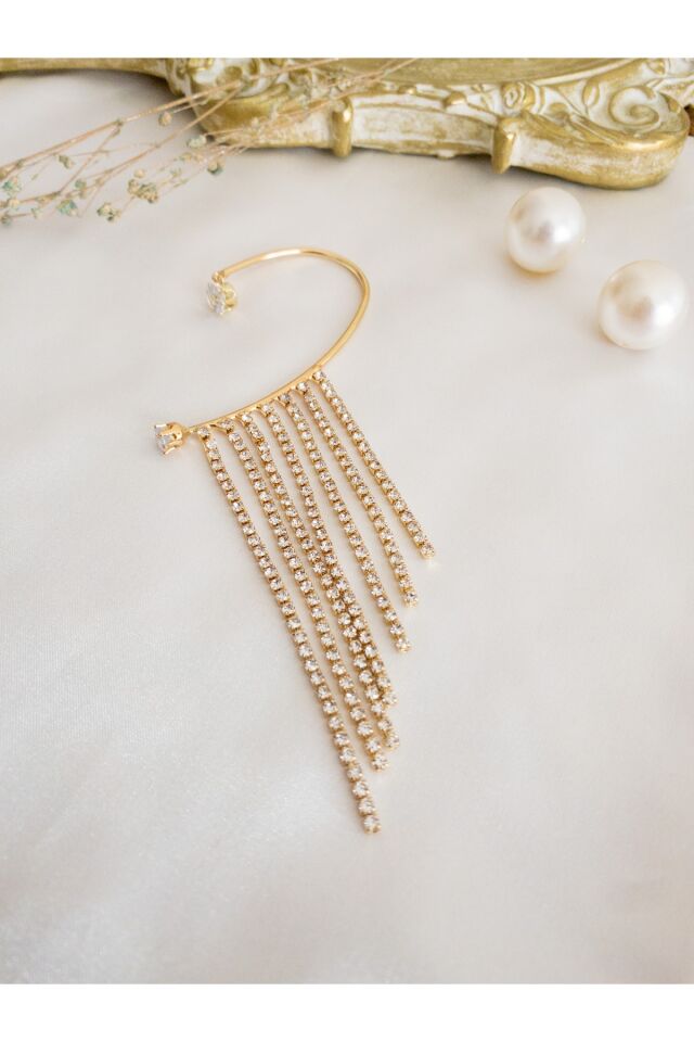 Gold Zirkon Taşlı Kulak Aksesuarı