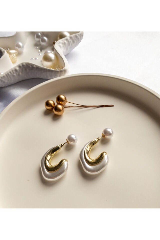 Beyaz Reçine İnci Küpe