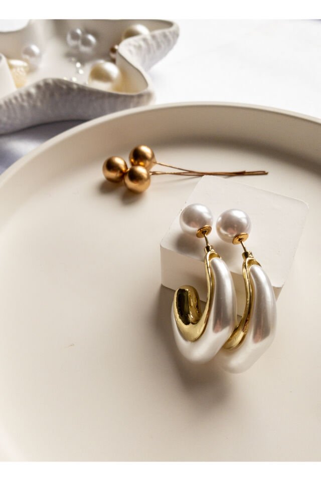 Beyaz Reçine İnci Küpe