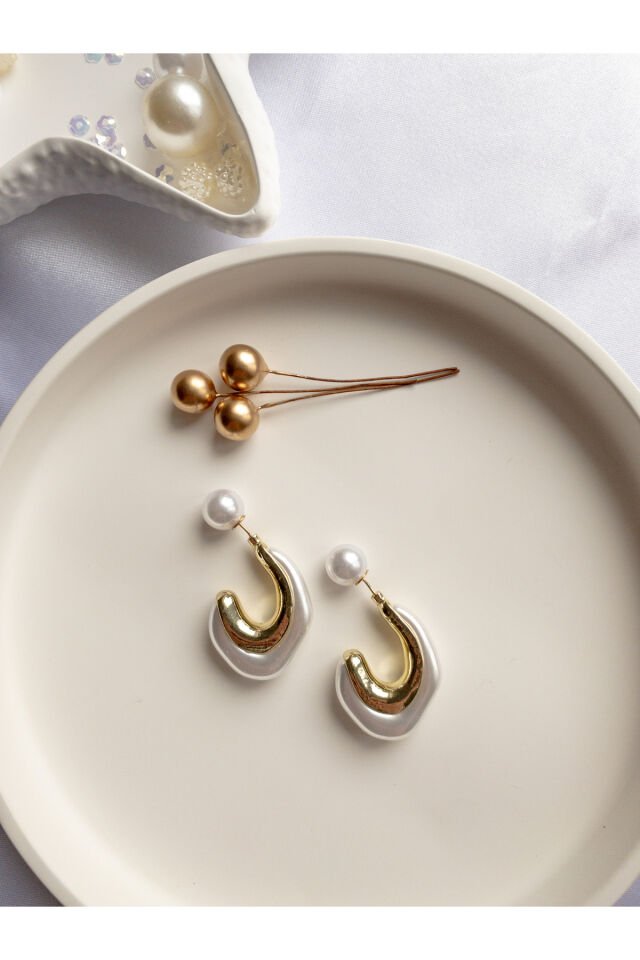 Beyaz Reçine İnci Küpe