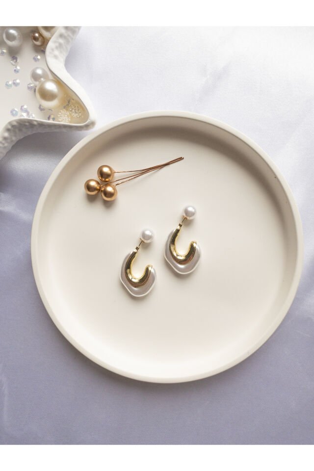 Beyaz Reçine İnci Küpe