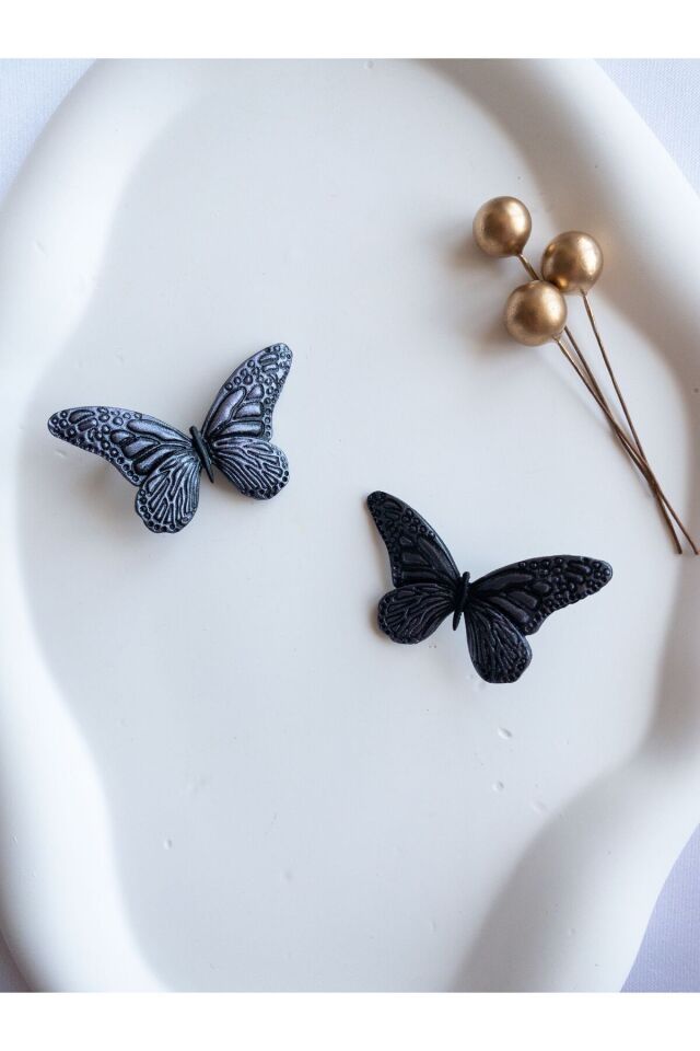 Mor Sedefli Kelebek Küpe – El Yapımı Polimer Kil, Çelik Antialerjik Çivi, Hafif ve Zarif Takı