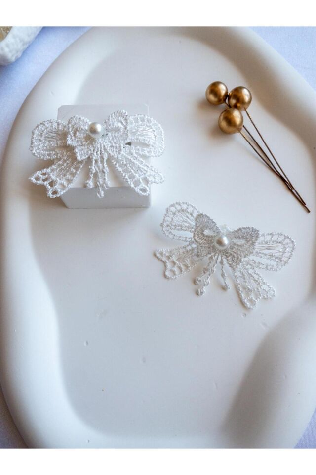 BeuBella El Yapımı Dantel Kurdele Küpe – İnci Detaylı Vintage Gelin Küpesi – Çelik Çivili