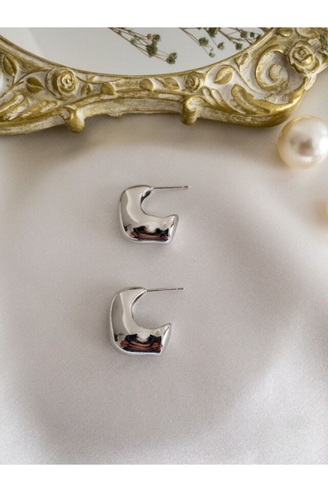 Gümüş Kalın Kare Halka Çelik Küpe