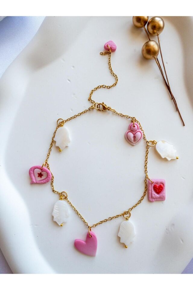 BeuBella Fatma Ana Eli & Kalpli Halhal – Gold Çelik Zincir – El Yapımı & Detaylı