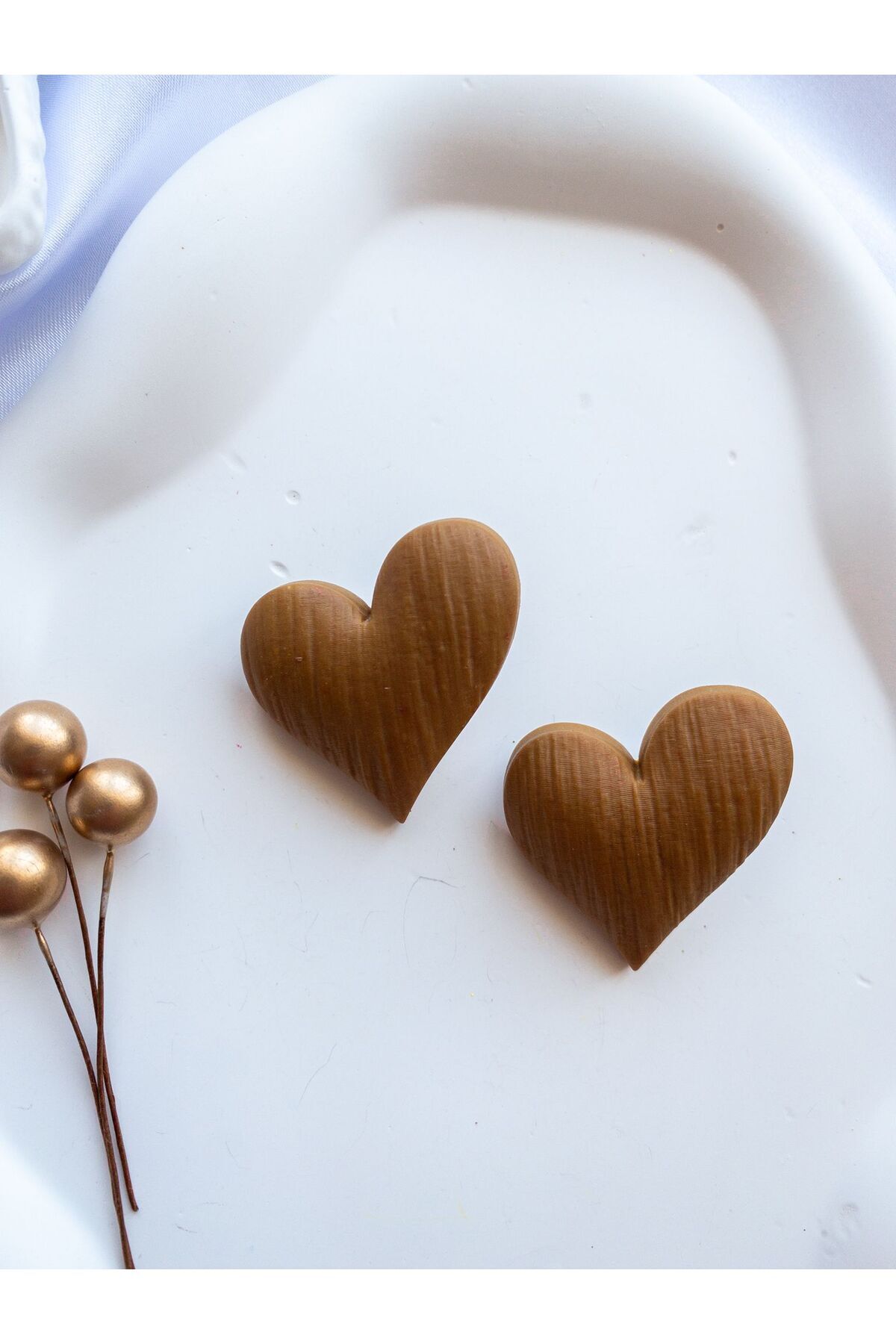 Özel Tasarım Kahverengi Polimer Kil Ahşap Görünüm Kalp Küpe