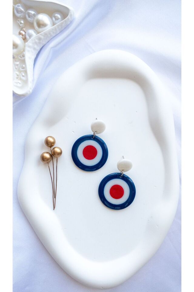 Özel Tasarım Polimer Kil Reçine Kaplama Nazar Boncuğu Küpe