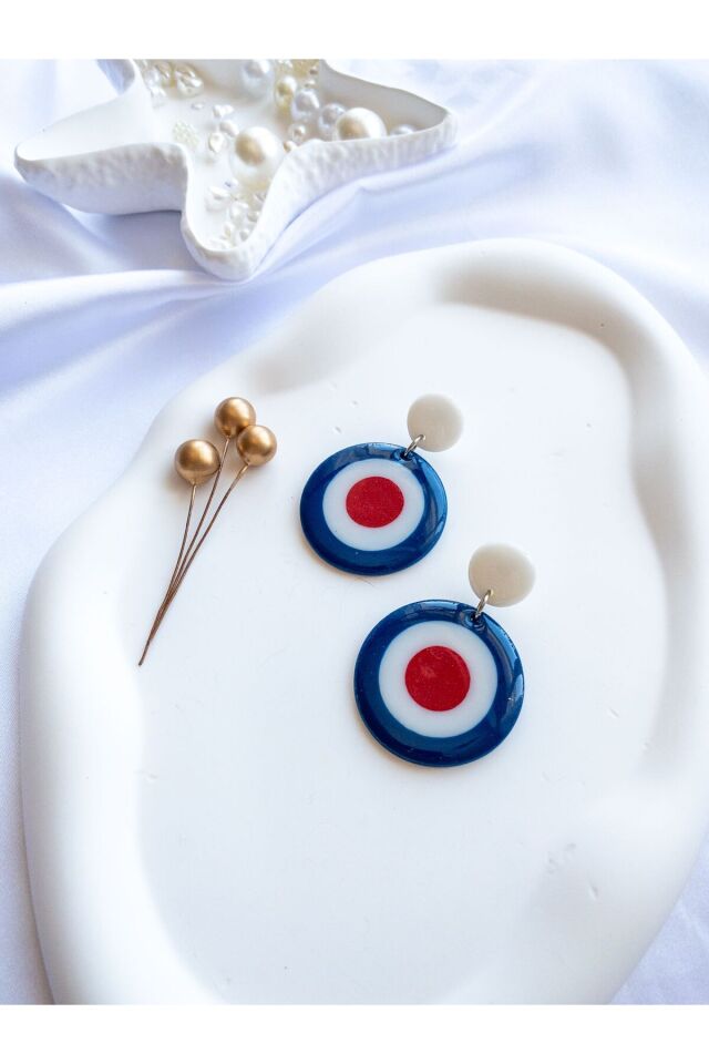 Özel Tasarım Polimer Kil Reçine Kaplama Nazar Boncuğu Küpe