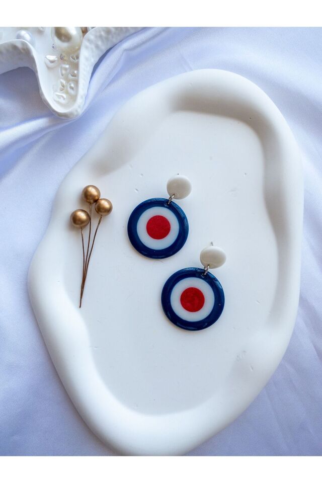 Özel Tasarım Polimer Kil Reçine Kaplama Nazar Boncuğu Küpe