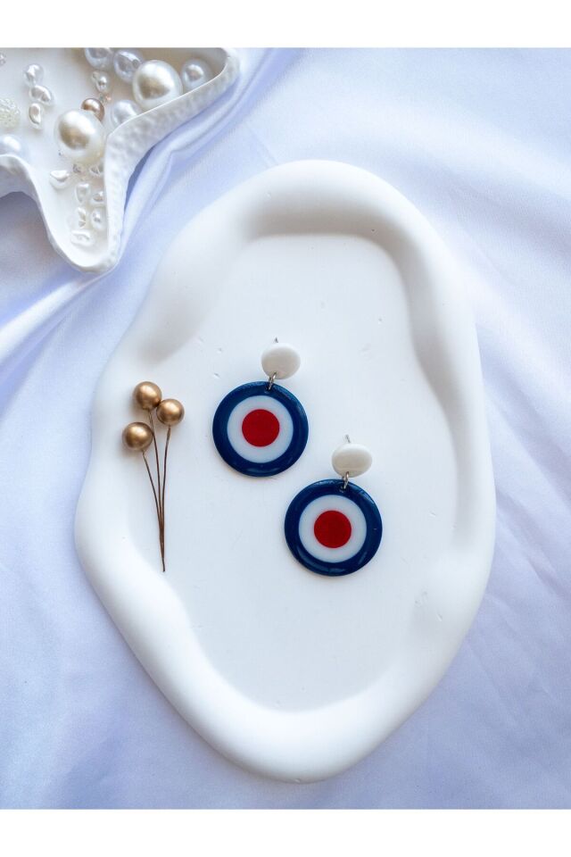 Özel Tasarım Polimer Kil Reçine Kaplama Nazar Boncuğu Küpe