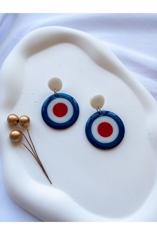 Özel Tasarım Polimer Kil Reçine Kaplama Nazar Boncuğu Küpe