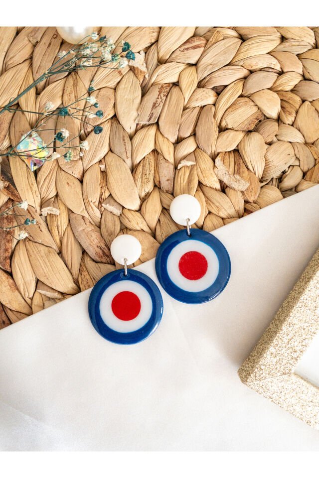 Özel Tasarım Polimer Kil Reçine Kaplama Nazar Boncuğu Küpe