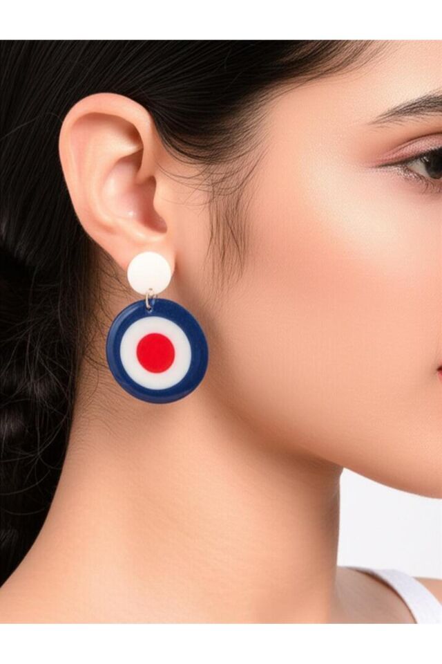 Özel Tasarım Polimer Kil Reçine Kaplama Nazar Boncuğu Küpe