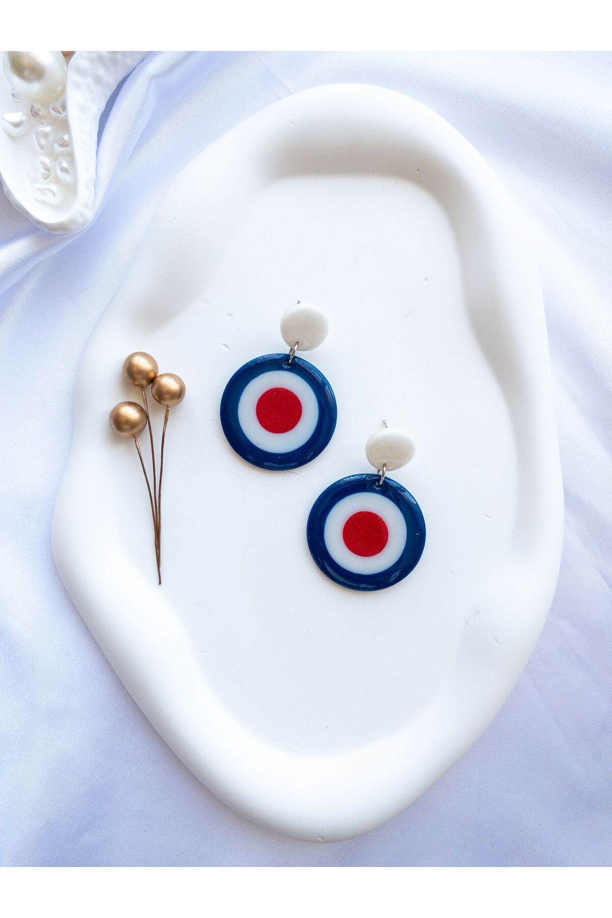 Özel Tasarım Polimer Kil Reçine Kaplama Nazar Boncuğu Küpe