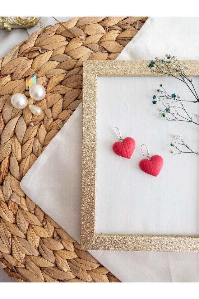 Özel Tasarım Pembe Kalp Küpe