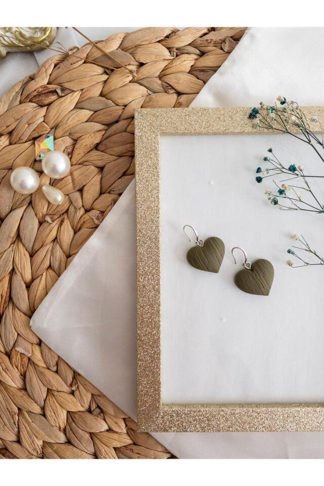 Özel Tasarım Haki Kalp Küpe