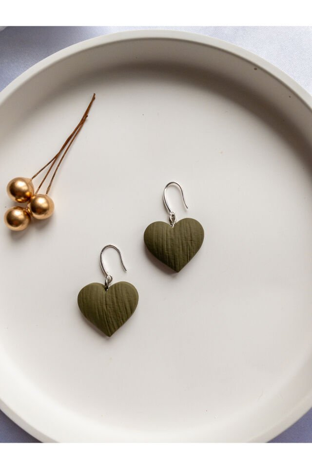 Özel Tasarım Haki Kalp Küpe