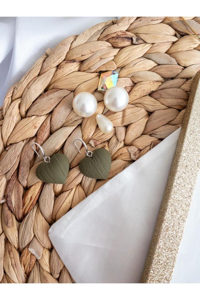 Özel Tasarım Haki Kalp Küpe