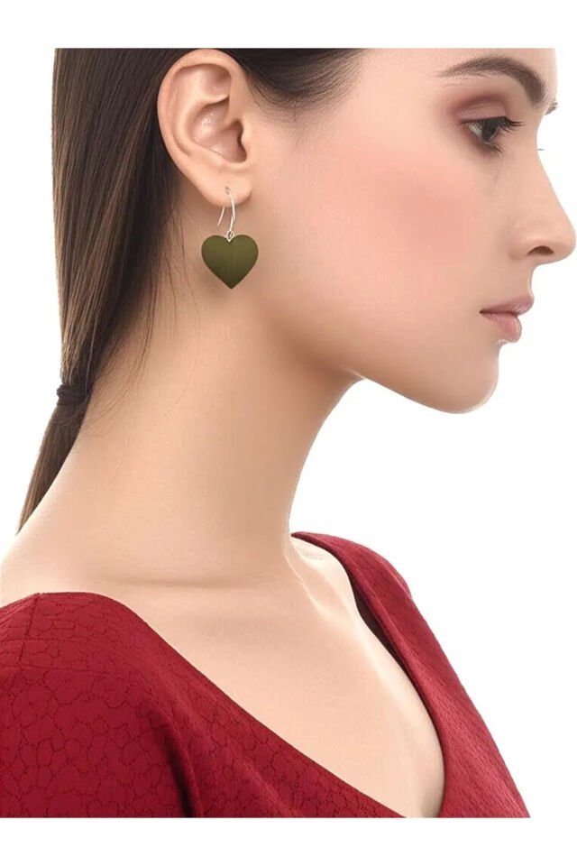 Özel Tasarım Haki Kalp Küpe