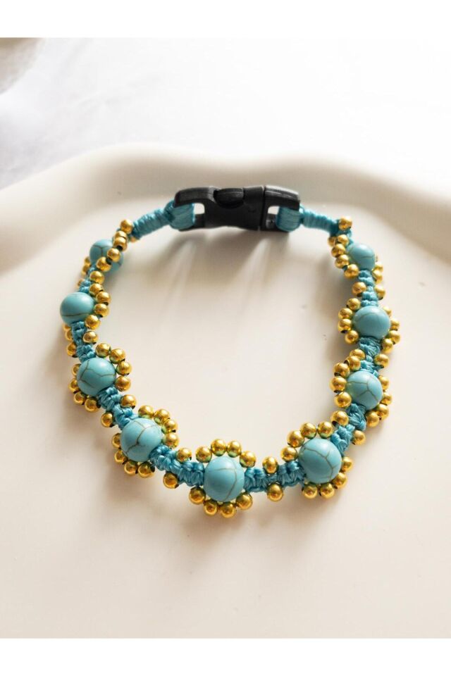 El Yapımı Doğal Firuze Taşlı Kedi ve Küçük Köpek Tasması – Şık ve Zarif Evcil Hayvan Aksesuarı