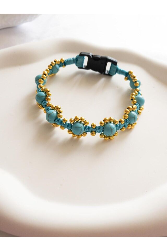 El Yapımı Doğal Firuze Taşlı Kedi ve Küçük Köpek Tasması – Şık ve Zarif Evcil Hayvan Aksesuarı