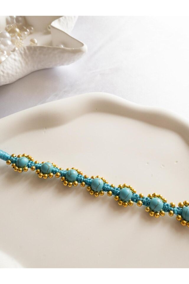 El Yapımı Doğal Firuze Taşlı Kedi ve Küçük Köpek Tasması – Şık ve Zarif Evcil Hayvan Aksesuarı