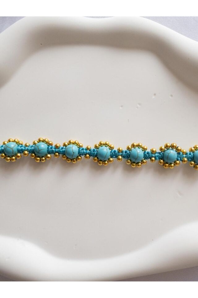 El Yapımı Doğal Firuze Taşlı Kedi ve Küçük Köpek Tasması – Şık ve Zarif Evcil Hayvan Aksesuarı