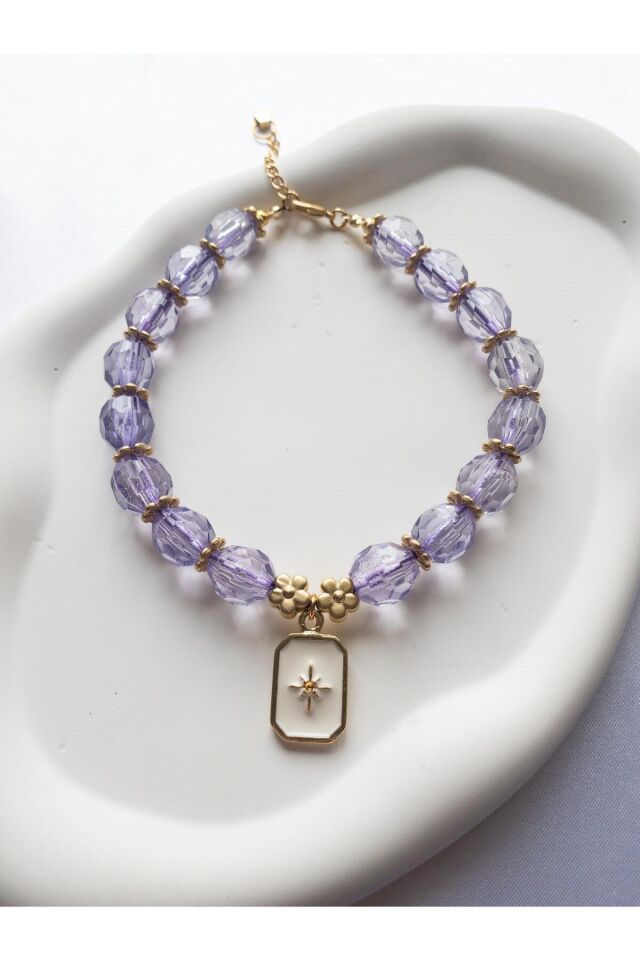 Mor Boncuklu Gold Kuzey Yıldızı Detay Kedi ve Küçük Irk Köpek Tasması