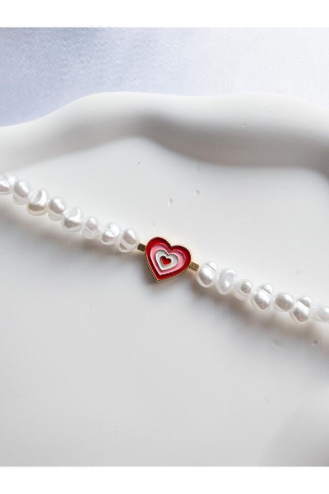 Renkli Kalp Detay İnci Kedi ve Küçük Irk Köpek Tasması