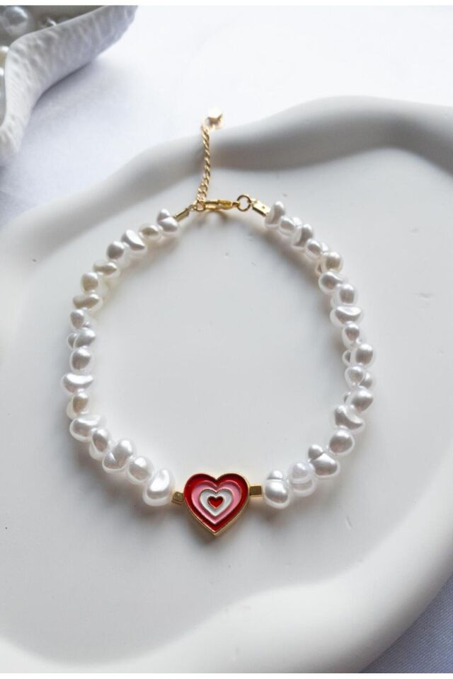 Renkli Kalp Detay İnci Kedi ve Küçük Irk Köpek Tasması