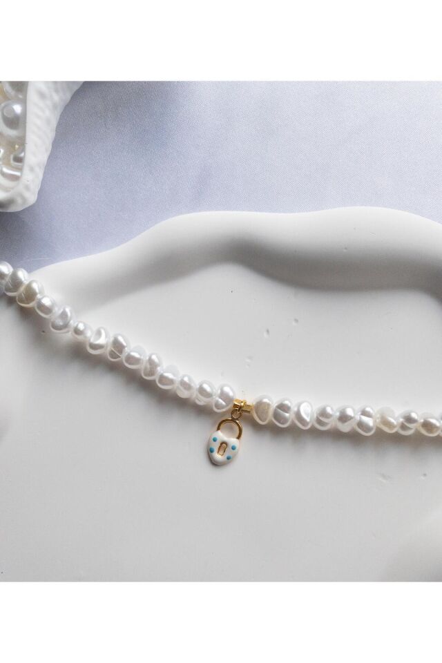 Kilit Detay İnci Kedi ve Küçük Irk Köpek Tasması