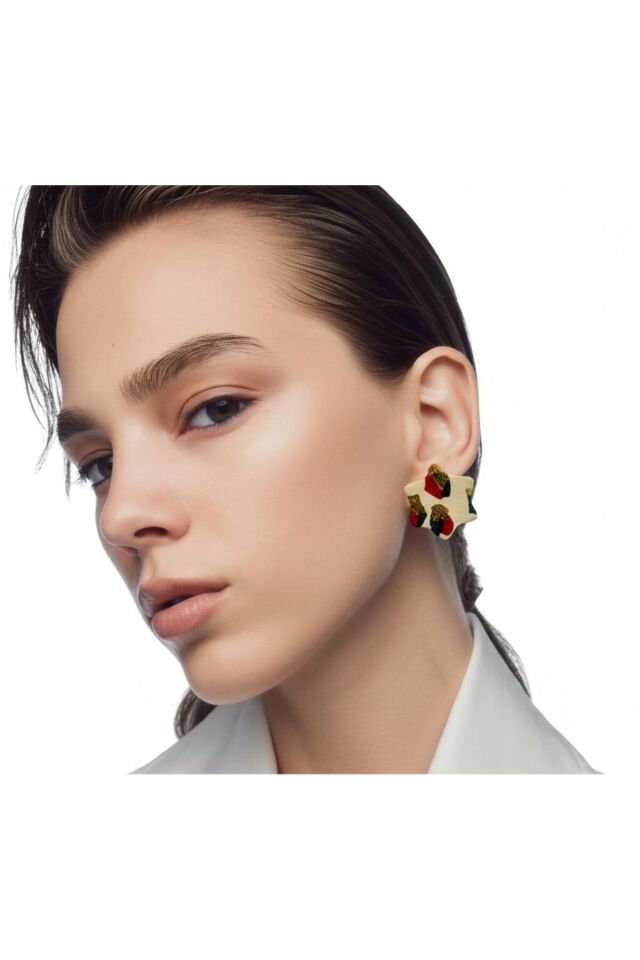 Özel Tasarım Renkli Polimer Kil Yıldız Küpe