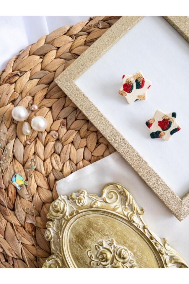 Özel Tasarım Renkli Polimer Kil Yıldız Küpe