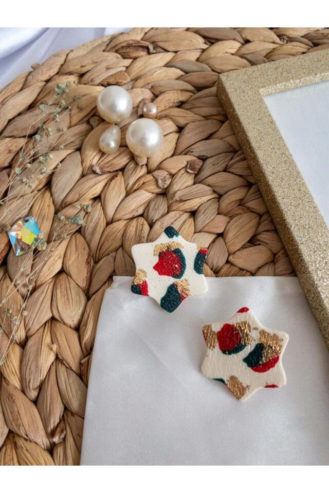 Özel Tasarım Renkli Polimer Kil Yıldız Küpe