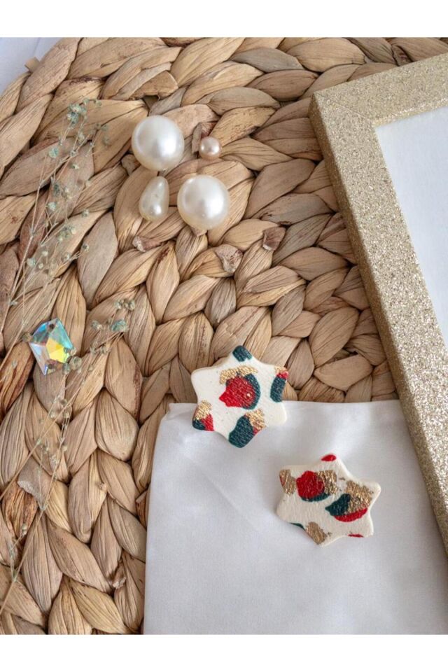 Özel Tasarım Renkli Polimer Kil Yıldız Küpe