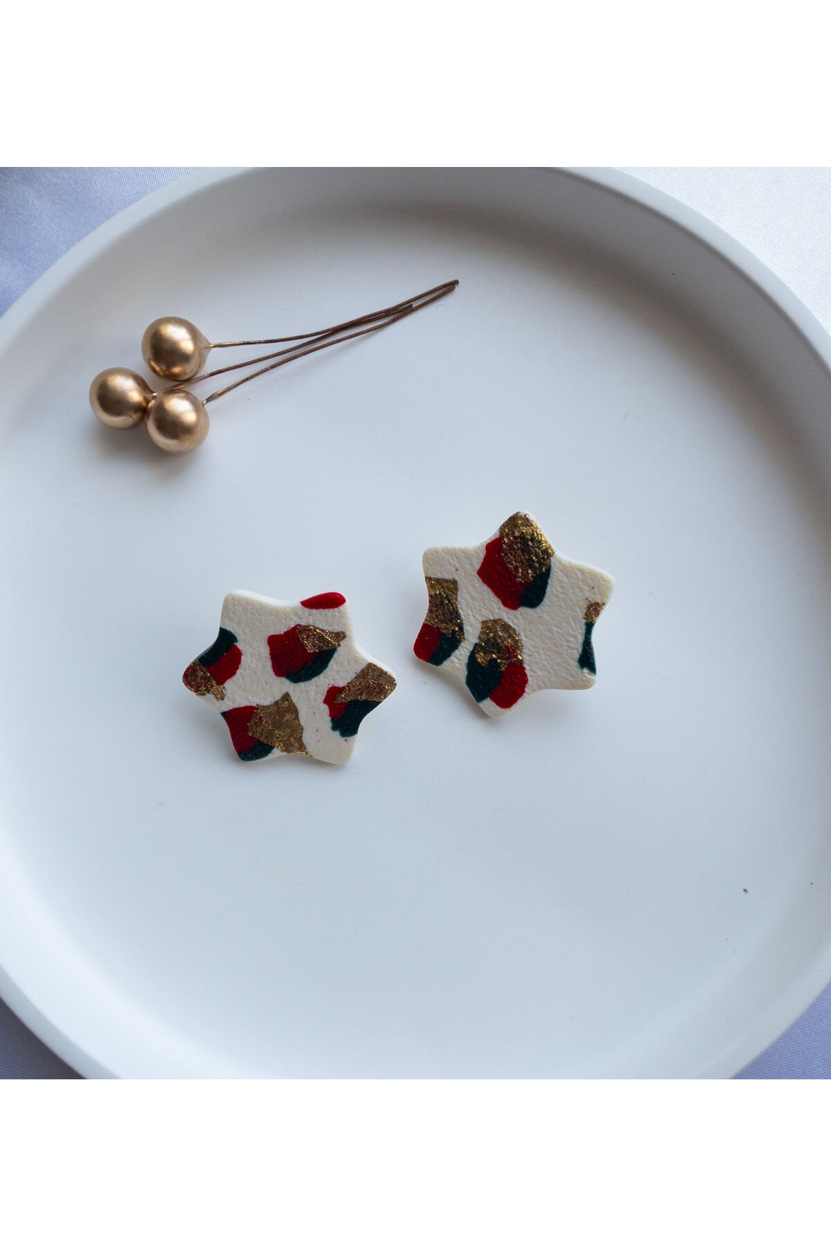 Özel Tasarım Renkli Polimer Kil Yıldız Küpe