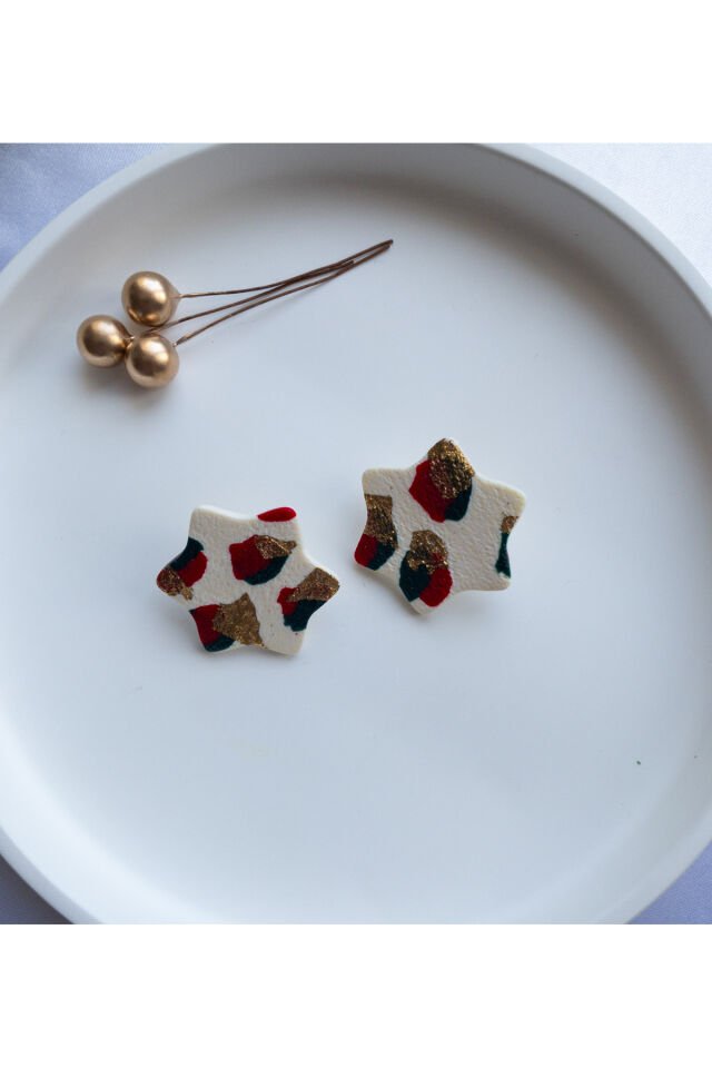 Özel Tasarım Renkli Polimer Kil Yıldız Küpe