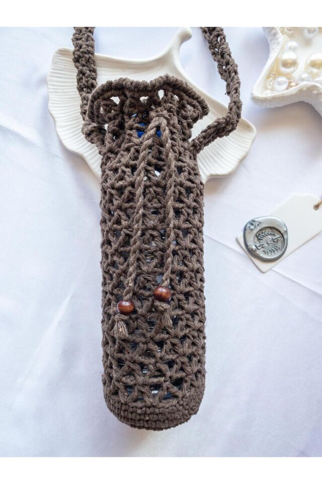 Özel Tasarım Kahverengi Örgü Mini Çanta/Su Taşıma Çantası