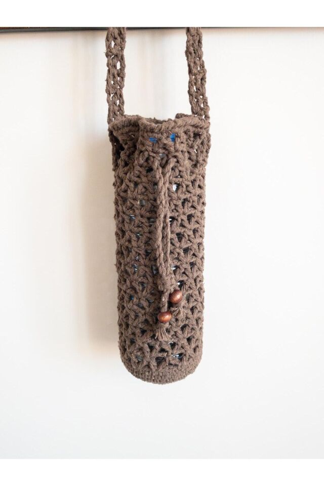 Özel Tasarım Kahverengi Örgü Mini Çanta/Su Taşıma Çantası