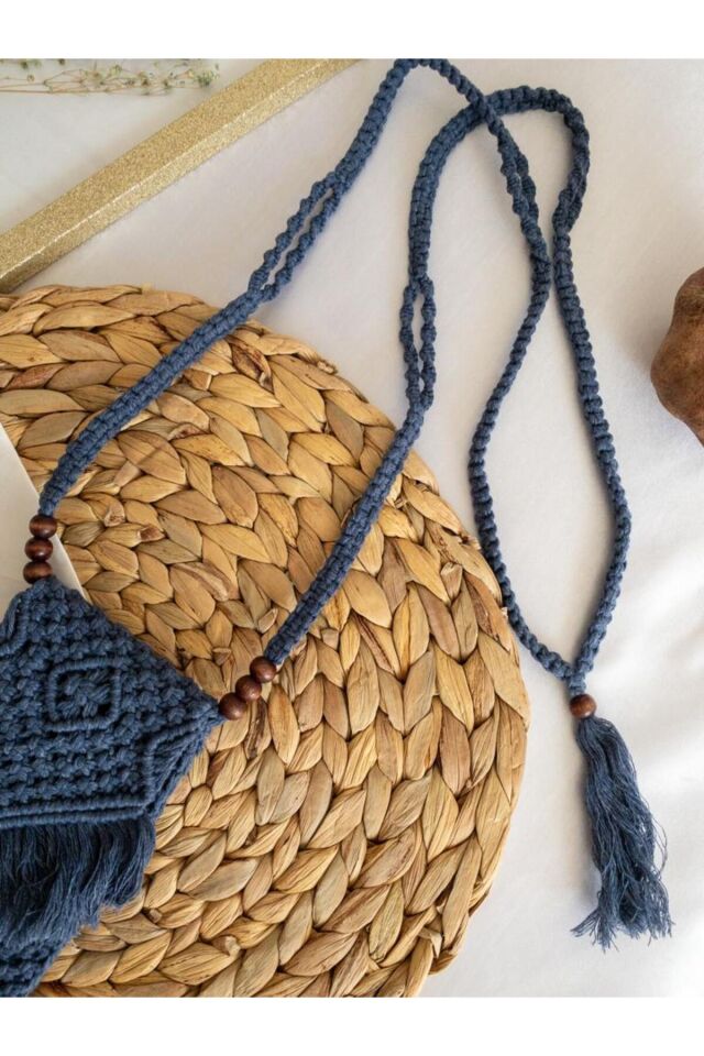 Özel Tasarım Mavi Marome Mini Çanta