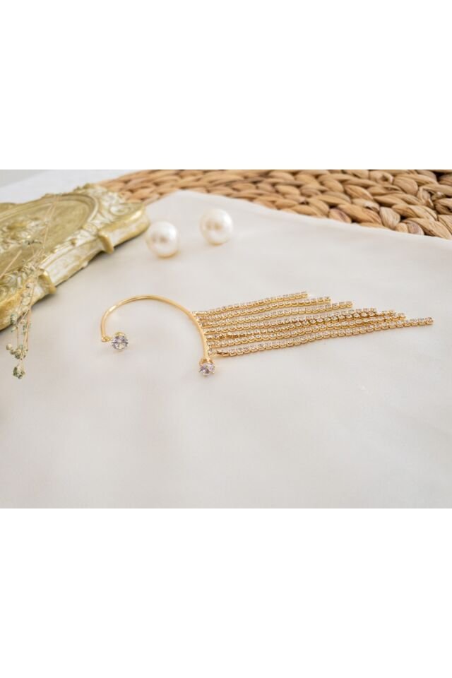 Gold Zirkon Taşlı Kulak Aksesuarı Gold