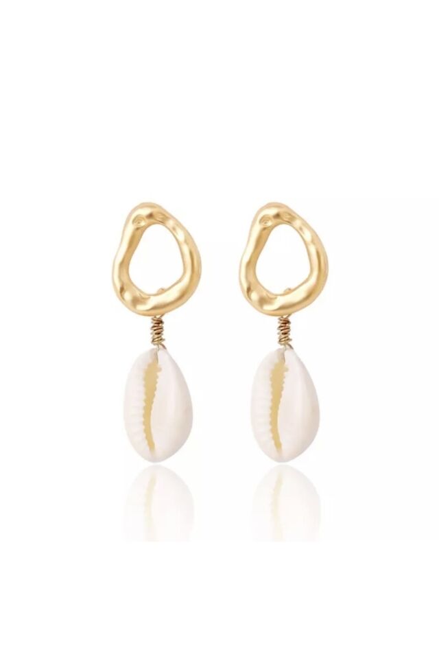 Gold Deniz Kabuklu Küpe Gold/Beyaz