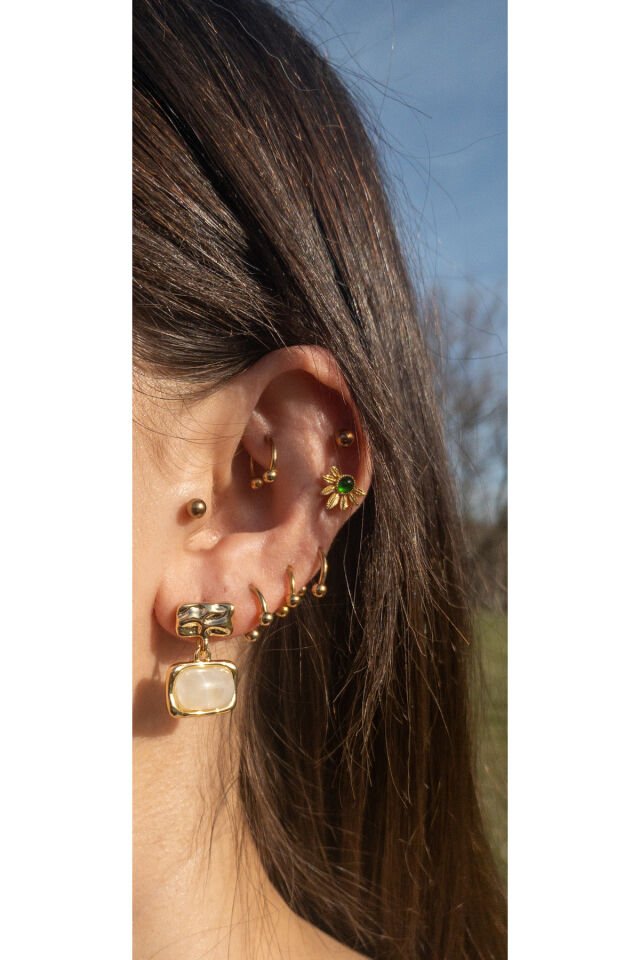 Gold Mini Geometrik Küpe Gold - Battal Standart